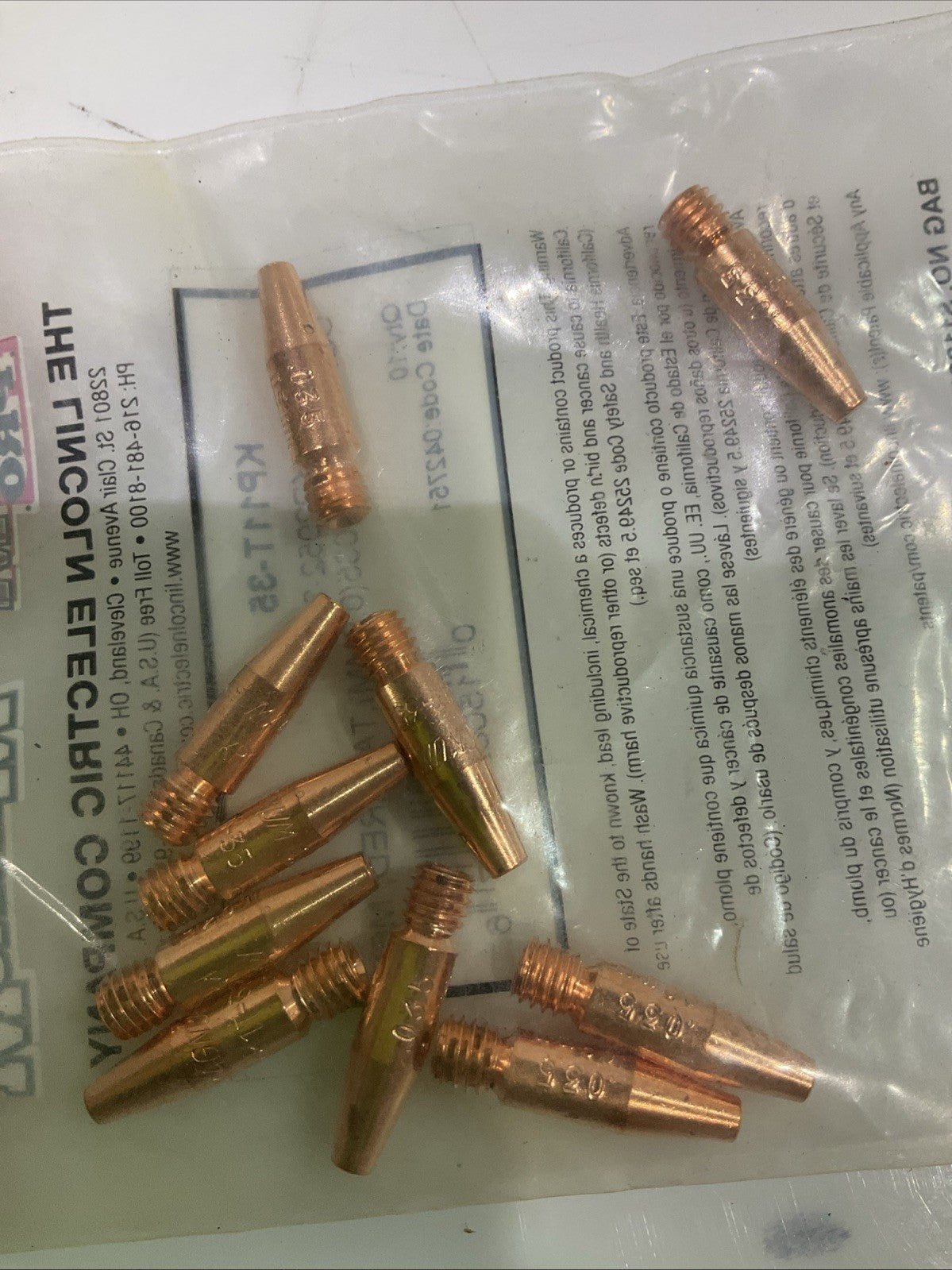 LINCOLN ELECTRIC  KP11T-35  TAPERED  CONTACT  TIP MAGNUM 035 LOT OF  11  A9T
