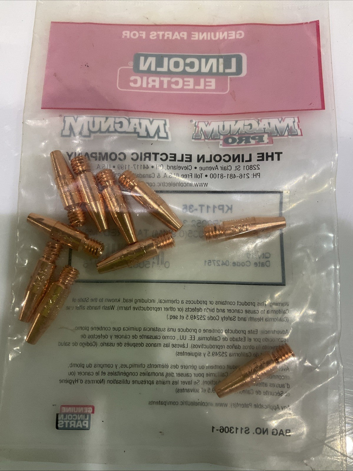 LINCOLN ELECTRIC  KP11T-35  TAPERED  CONTACT  TIP MAGNUM 035 LOT OF  11  A9T