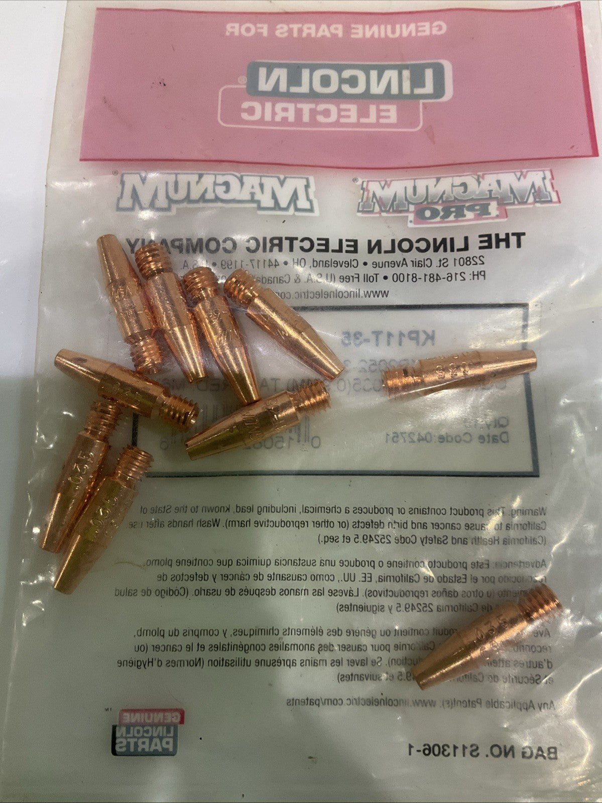 LINCOLN ELECTRIC  KP11T-35  TAPERED  CONTACT  TIP MAGNUM 035 LOT OF  11  A9T