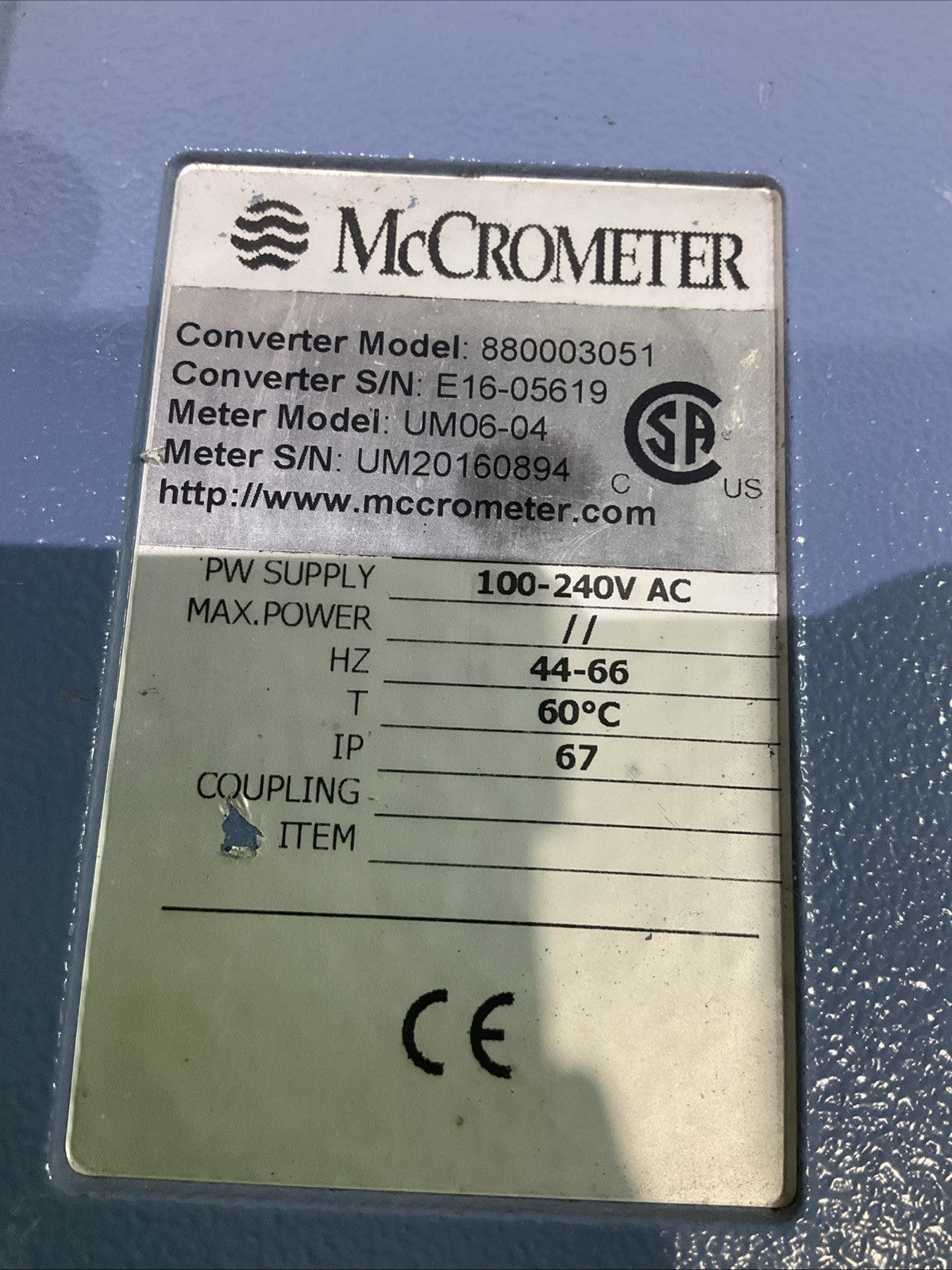 MCCROMETER  880003051 UM06-04 ELECTROMAGNETIC FLOW METER  COVERTER  K2M