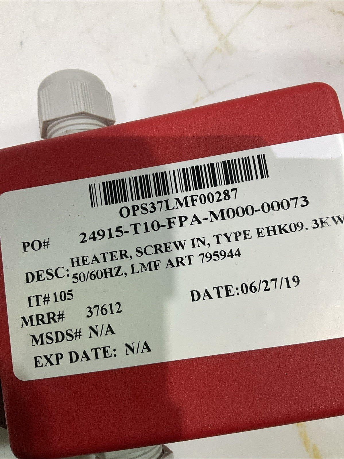 SCHNIEWINDT  3KW IMMERSION HEATER  SCREW IN TYPE  EHK09 50/60HZ  J8K