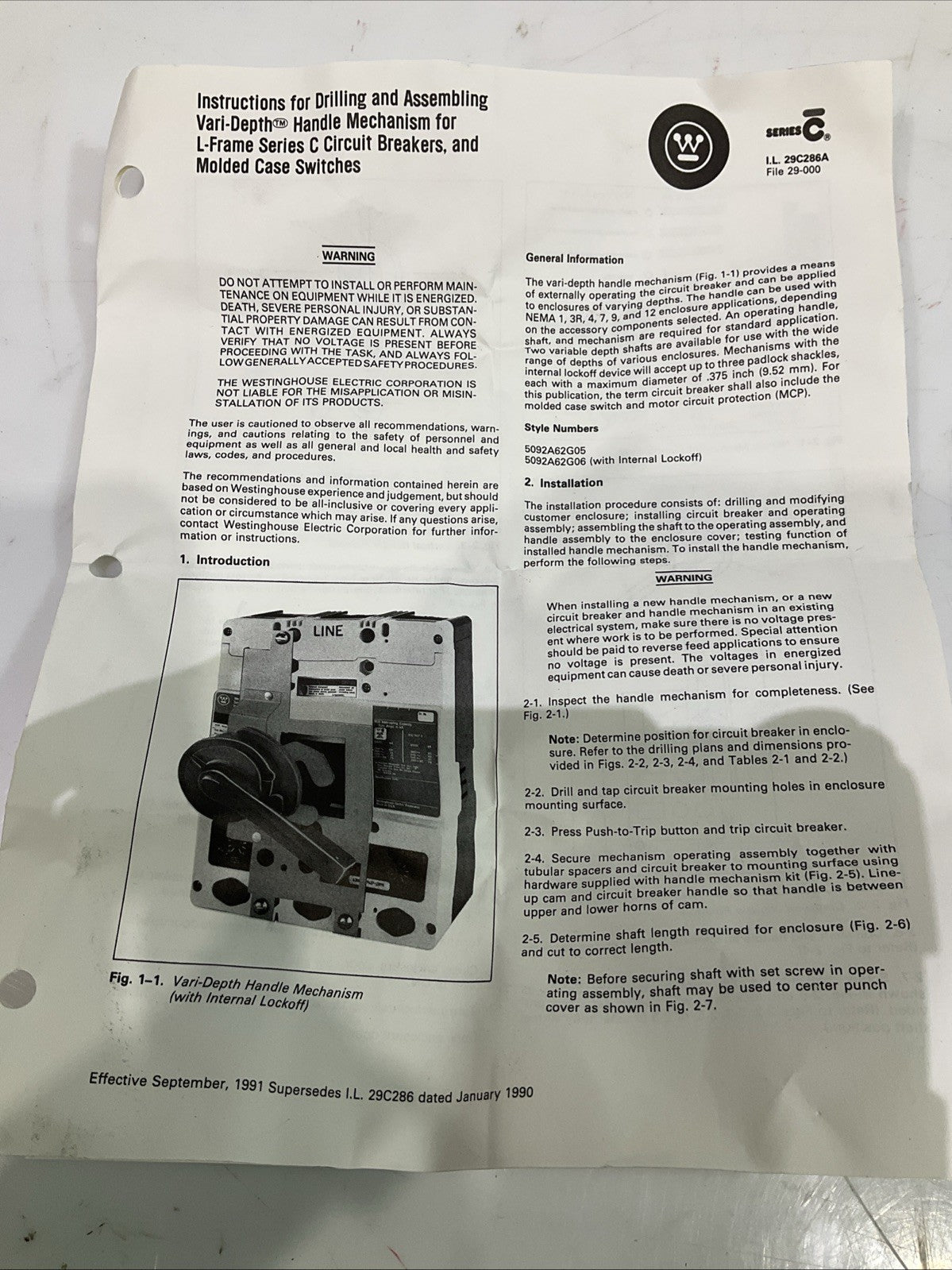 WESTINGHOUSE 5092A62G05  VARI-DEPTH MECHANISM NO INTERNATIONAL  LOCK-OFF  J8K