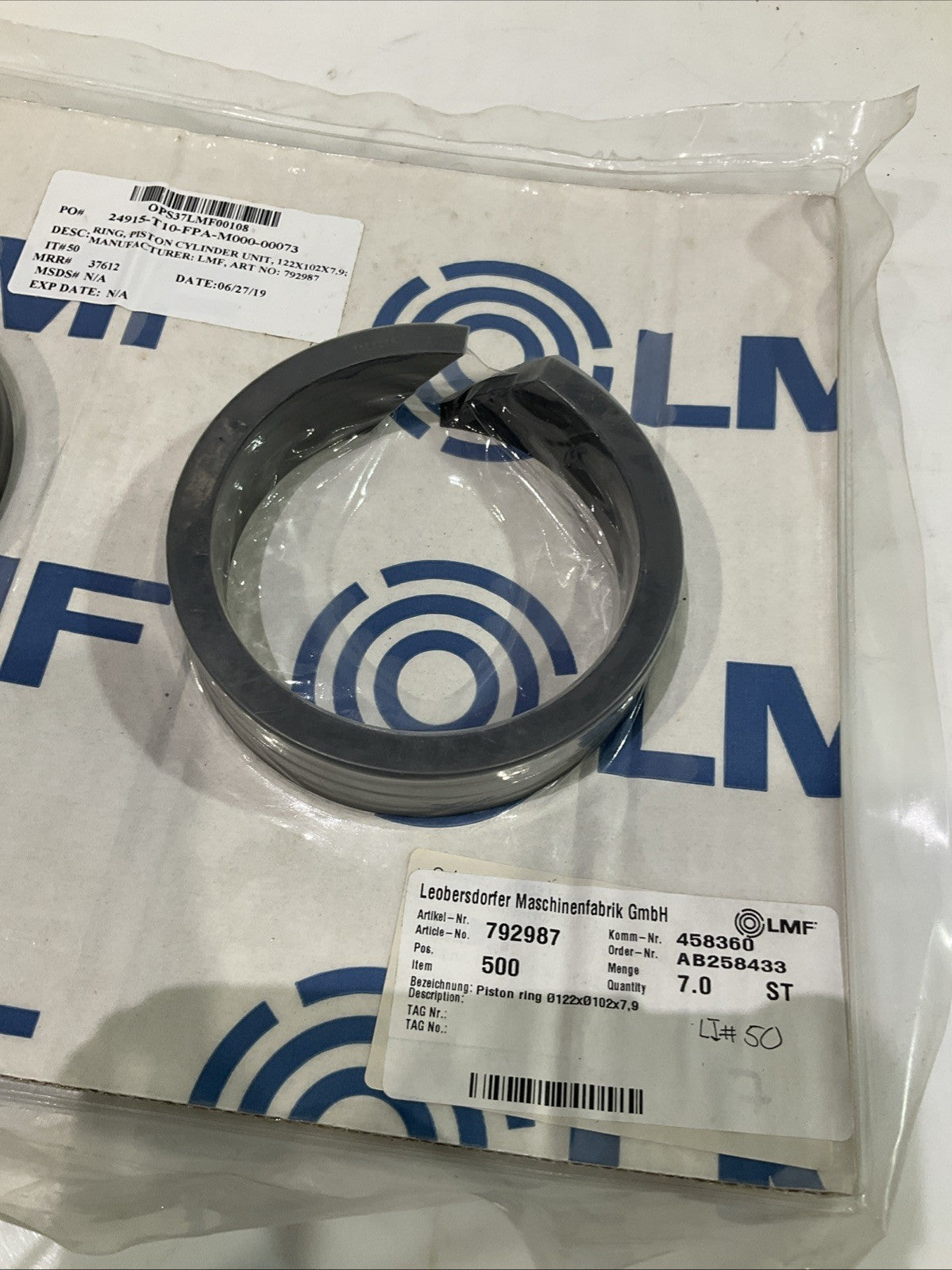 LMF  24915-T10-FPA-M000-00073  PISTON  CYLINDER UNIT RING  LOT OF  7 J8K