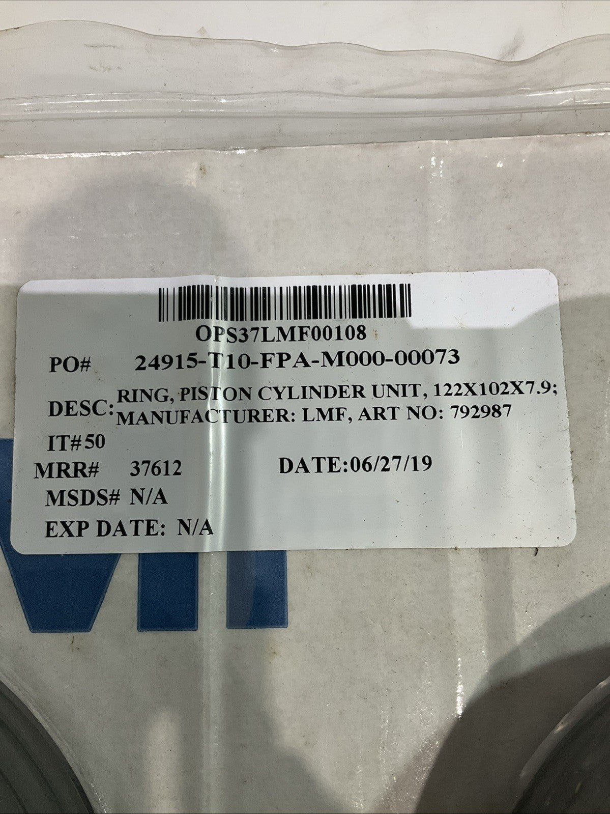 LMF  24915-T10-FPA-M000-00073  PISTON  CYLINDER UNIT RING  LOT OF  7 J8K