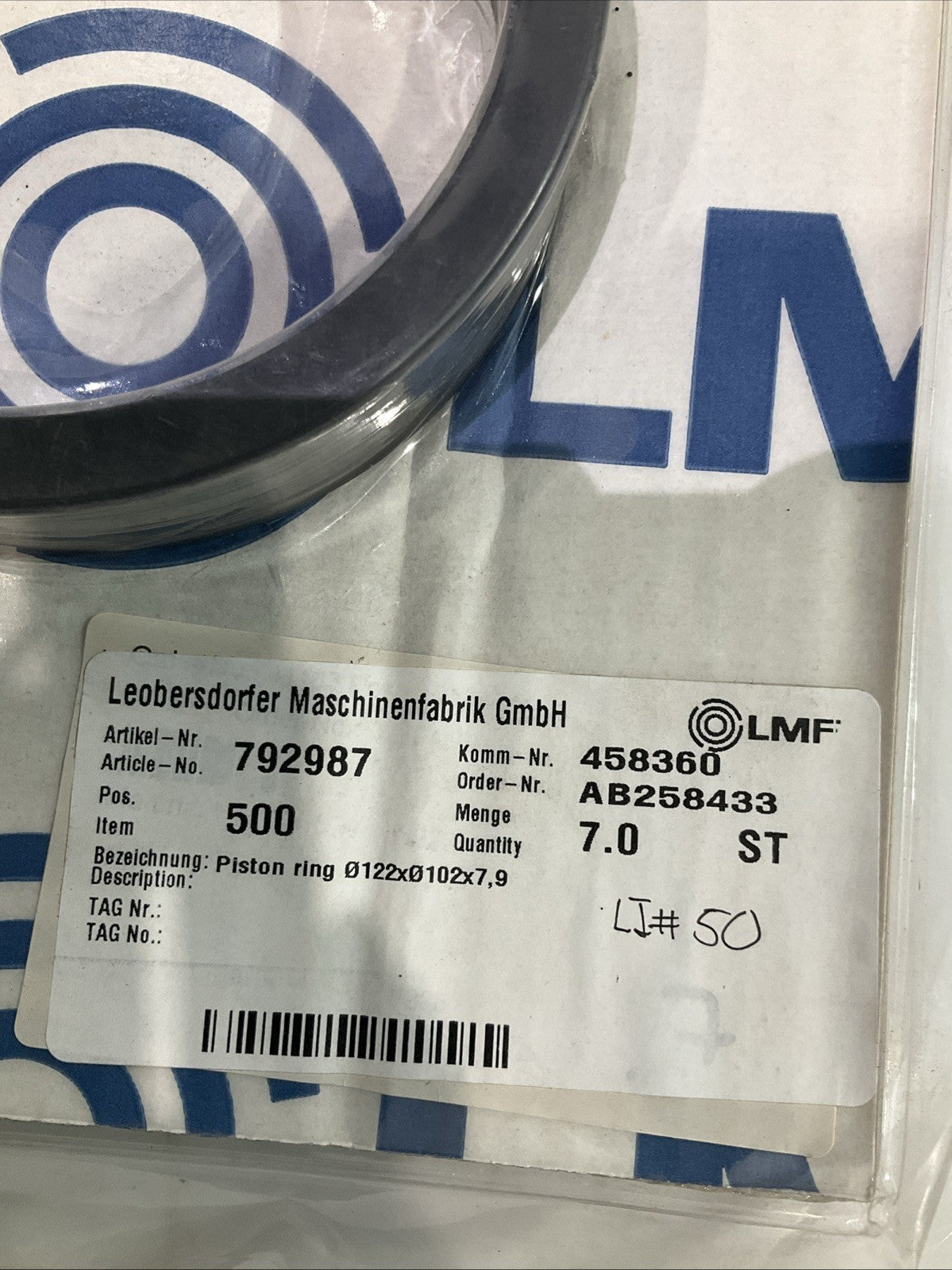 LMF  24915-T10-FPA-M000-00073  PISTON  CYLINDER UNIT RING  LOT OF  7 J8K
