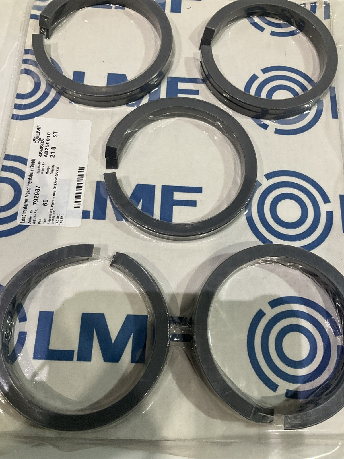LMF  792987  458533 PISTON CYLINDER  RING 122X102X7.9MM  LOT OF 5  J8K