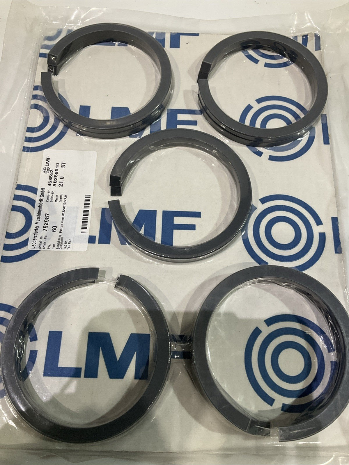 LMF  792987  458533 PISTON CYLINDER  RING 122X102X7.9MM  LOT OF 5  J8K