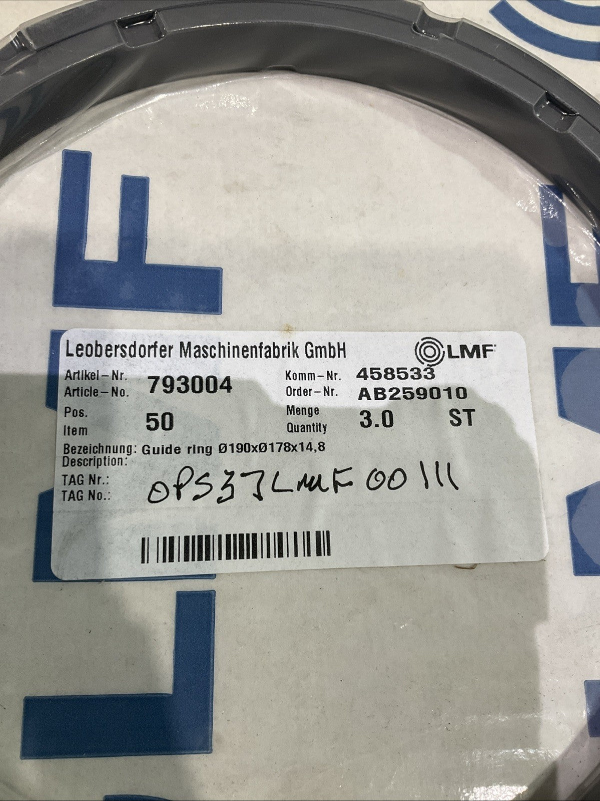 LMF  793004  GUIDE  RING  190X178X14.8  LOT  OF 3  J8K