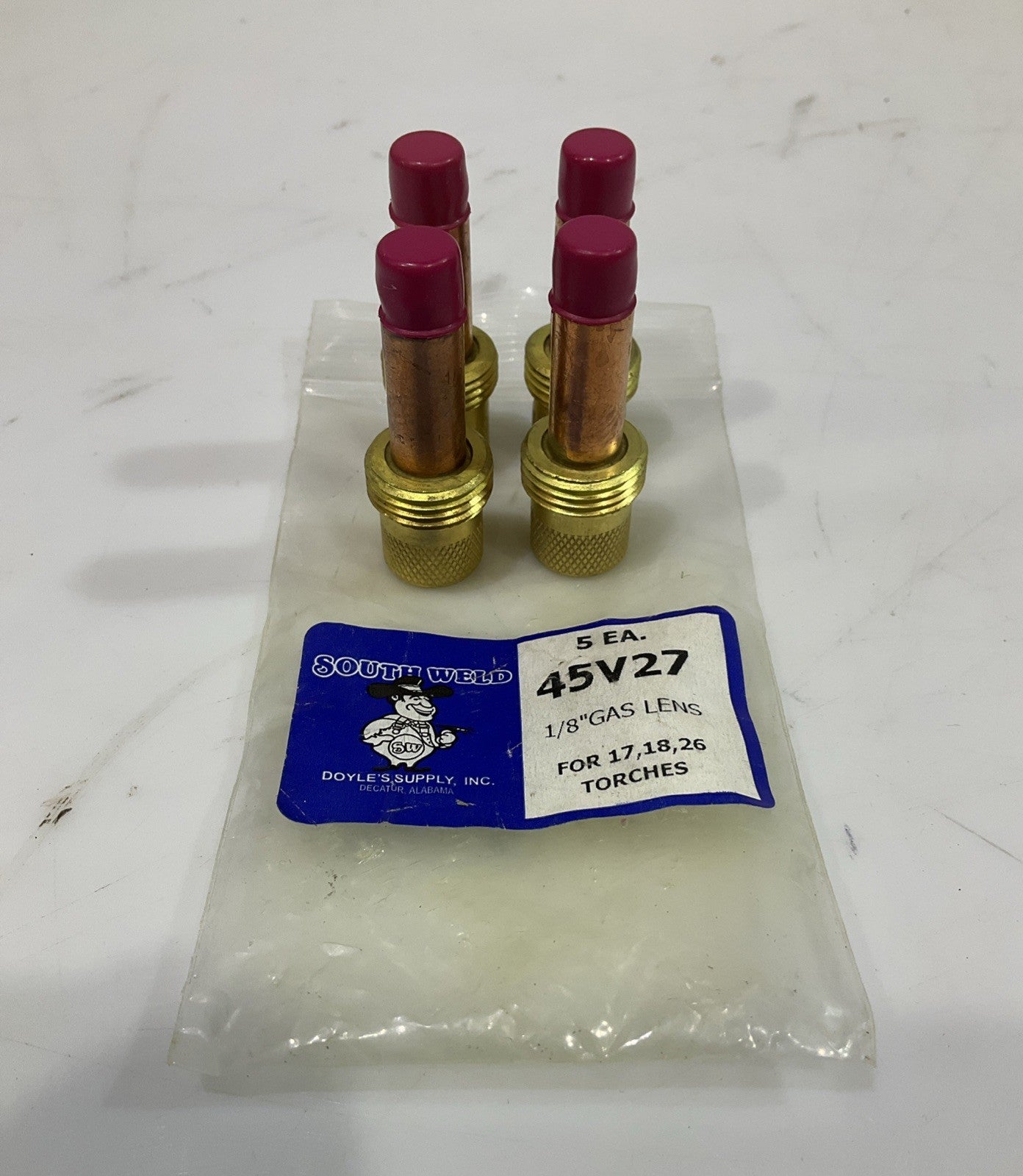 SOUTH WELD  45V27  1/8" GAS LENS  COLLET  BODY  FOR 17,18,26  TORCHES QTY 4  A9T