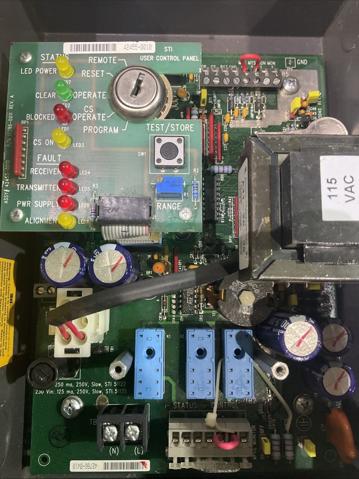 STI  MS432B2-AC1-15X-05R-U LIGHT CURTAIN CONTROLLER CIRCUIT BOARD BOX 115VAC Y2M