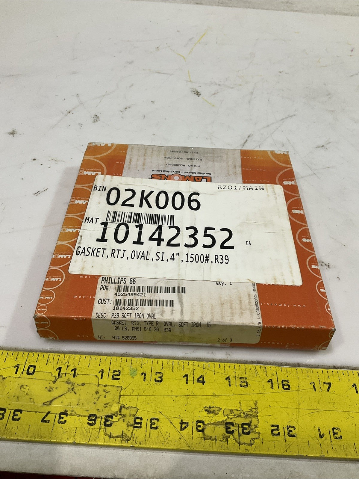 LAMONS  B20855 # R39  OVAL  GASKET  15LB  ANSI 4"  Y2M