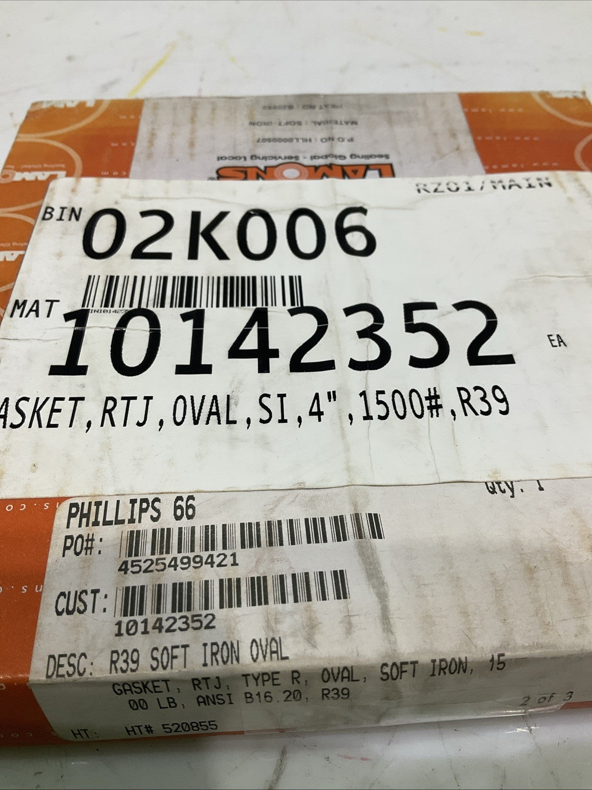 LAMONS  B20855 # R39  OVAL  GASKET  15LB  ANSI 4"  Y2M