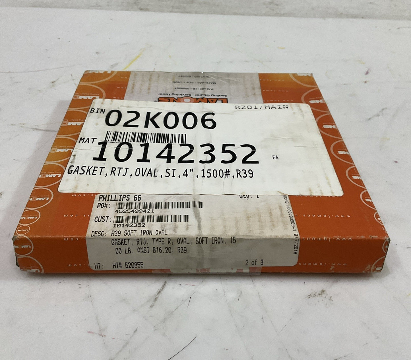 LAMONS  B20855 # R39  OVAL  GASKET  15LB  ANSI 4"  Y2M
