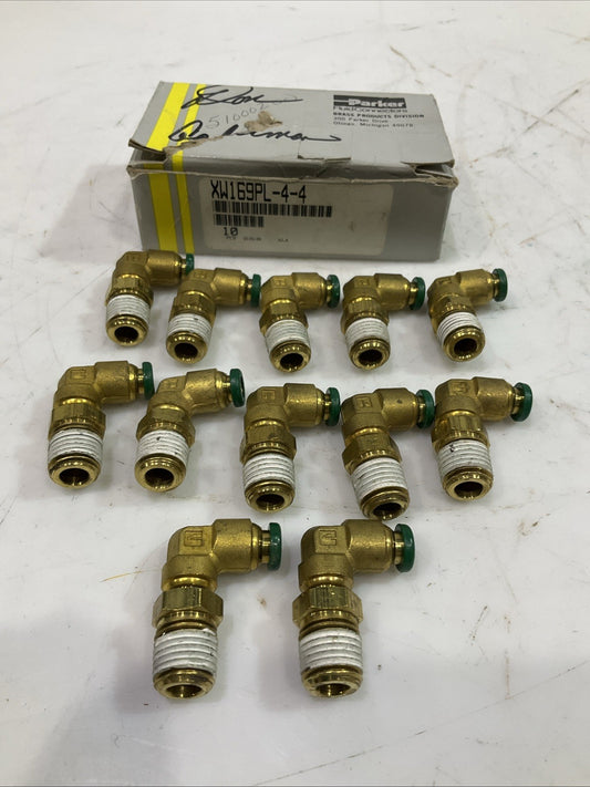 PARKER  XW169PL-4-4  BRASS  FLUID CONNECTORS LOT OF 12 Y2M