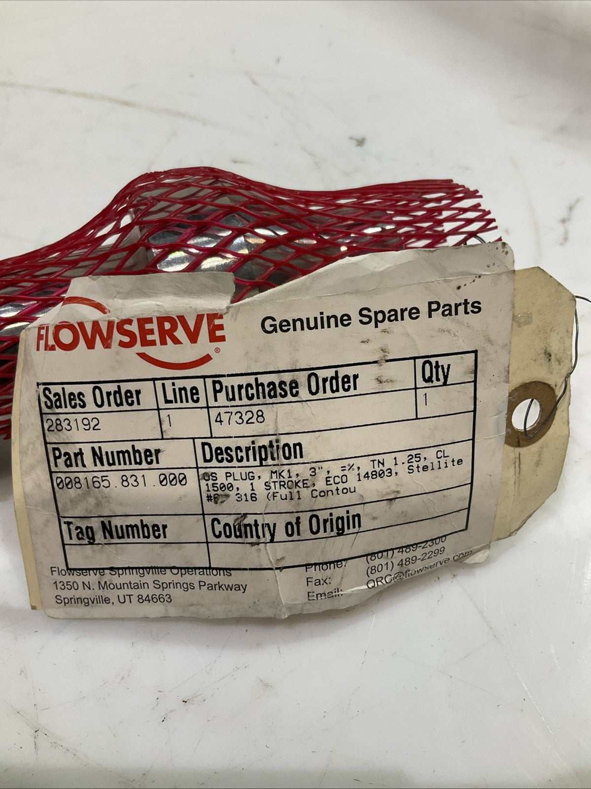 FLOWSERVE  008165.831.000  VALVE PLUG  Y2M