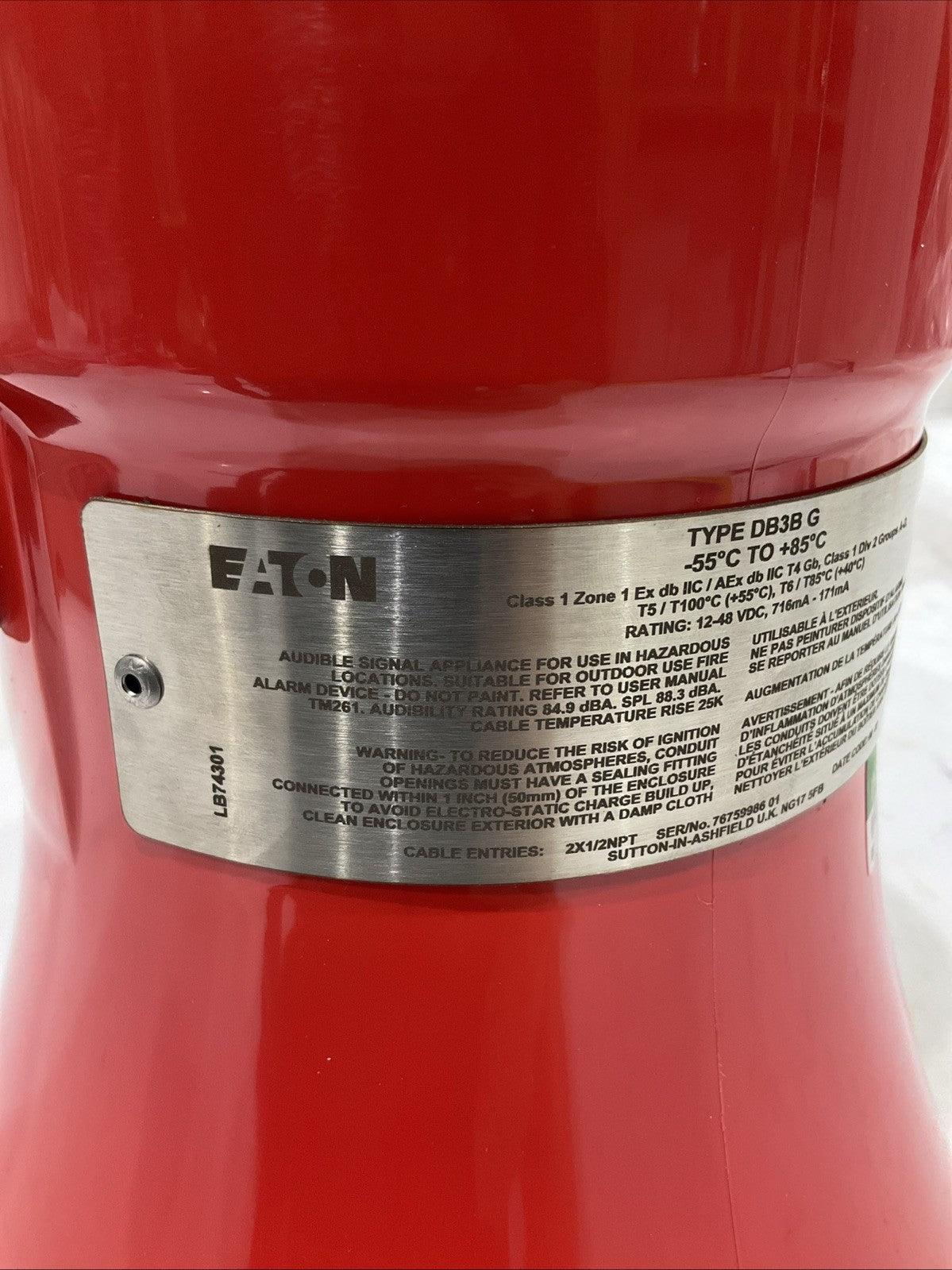 EATON-MEDC  DB3BG  EXPLOSION PROOF SOUNDER  RANGE J8K