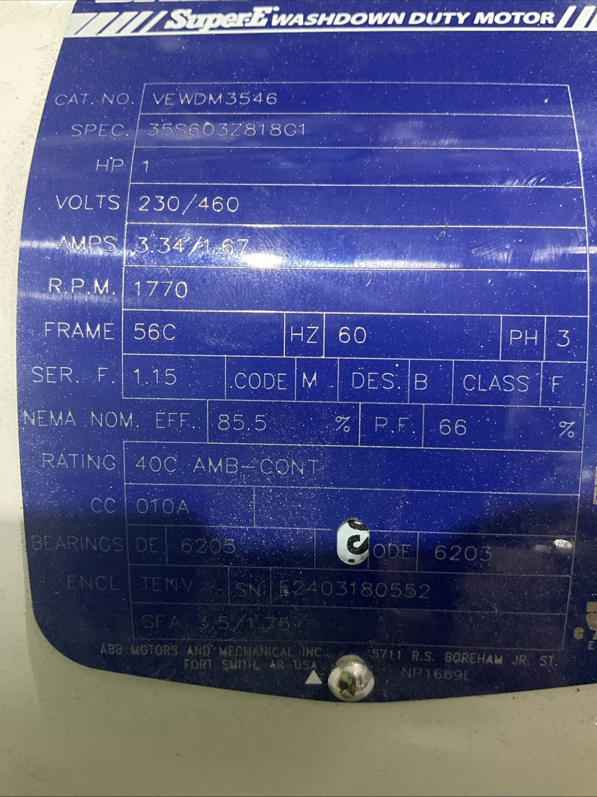 BALDOR-RELIANCE   VEWDM3546 AC 1HP MOTOR W/ CLEVELAND MIXER FRG-5  V2M