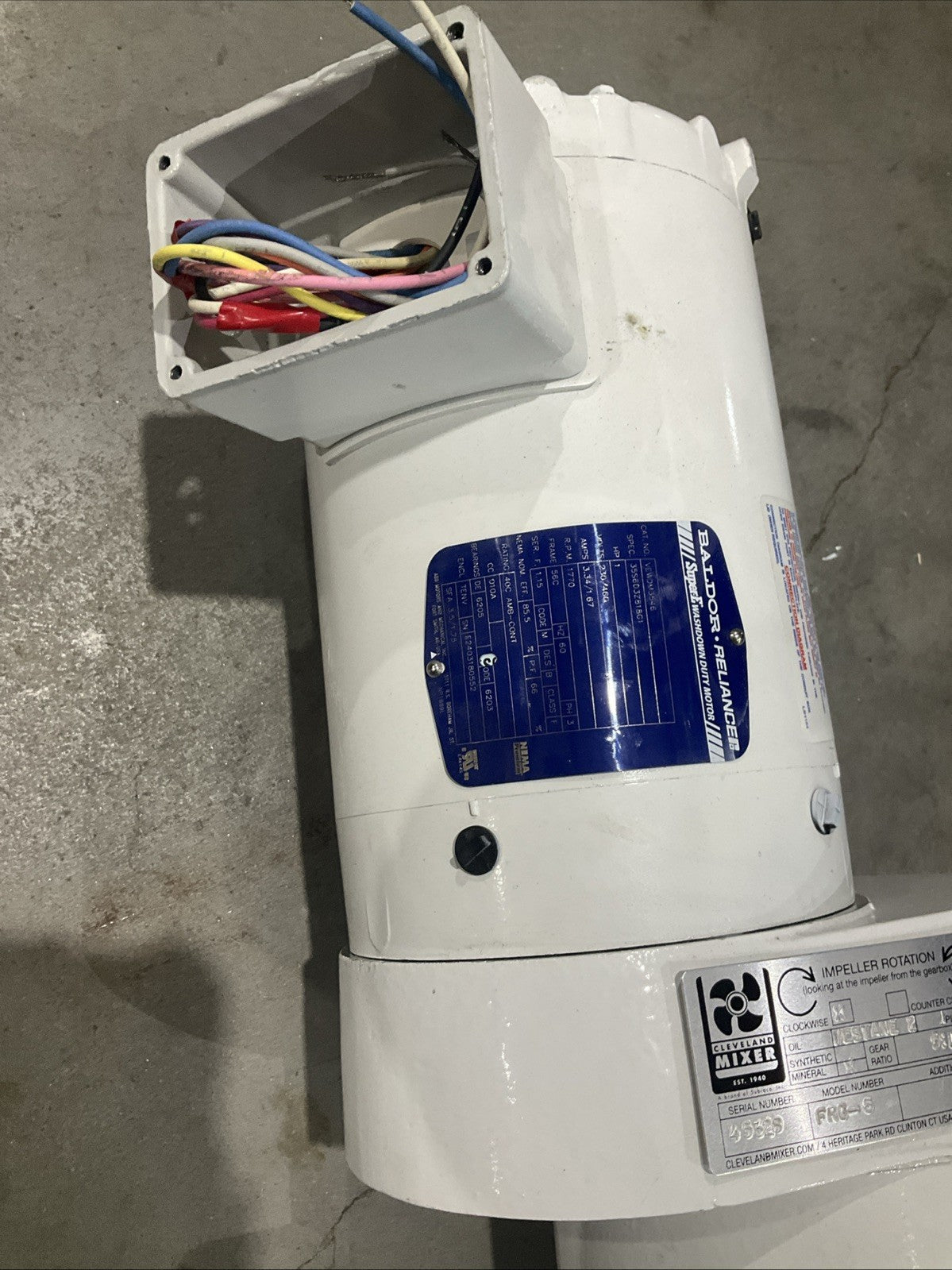 BALDOR-RELIANCE   VEWDM3546 AC 1HP MOTOR W/ CLEVELAND MIXER FRG-5  V2M