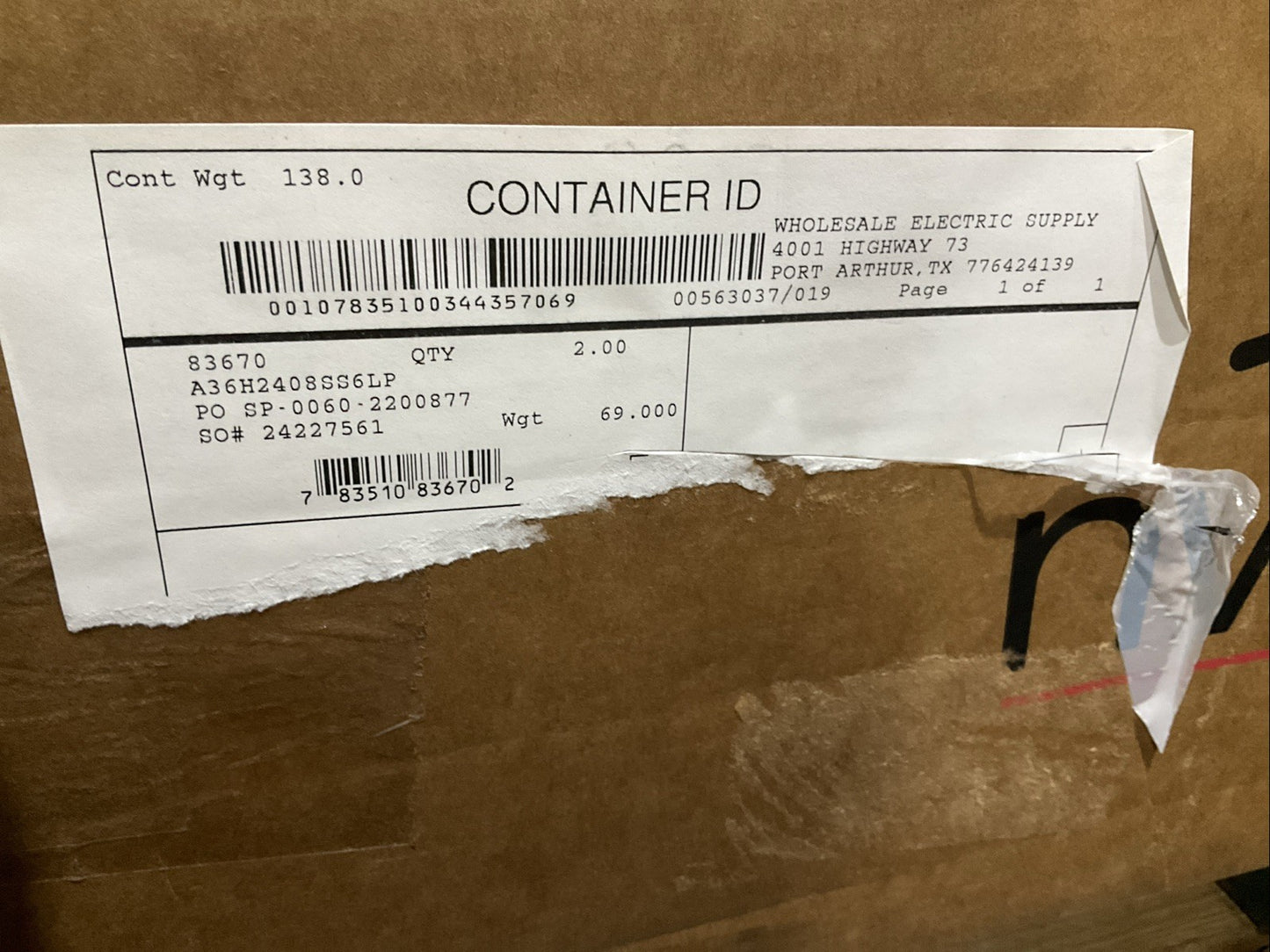 NVENT-HOFFMAN  A36H2408SS6LP  STAINLESS STEEL ENCLOSURE 83670   Q9W
