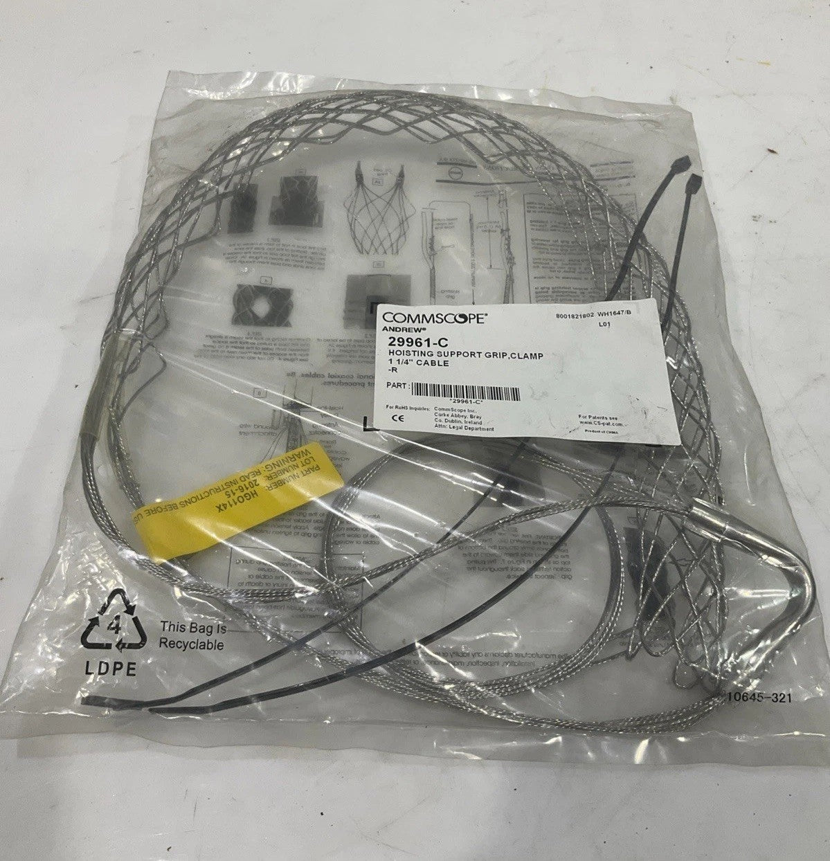 COMMSCOPE  29961-C  HOISTING SUPPORT GRIP  CLAMP  1  1/4 CABLE  R5T