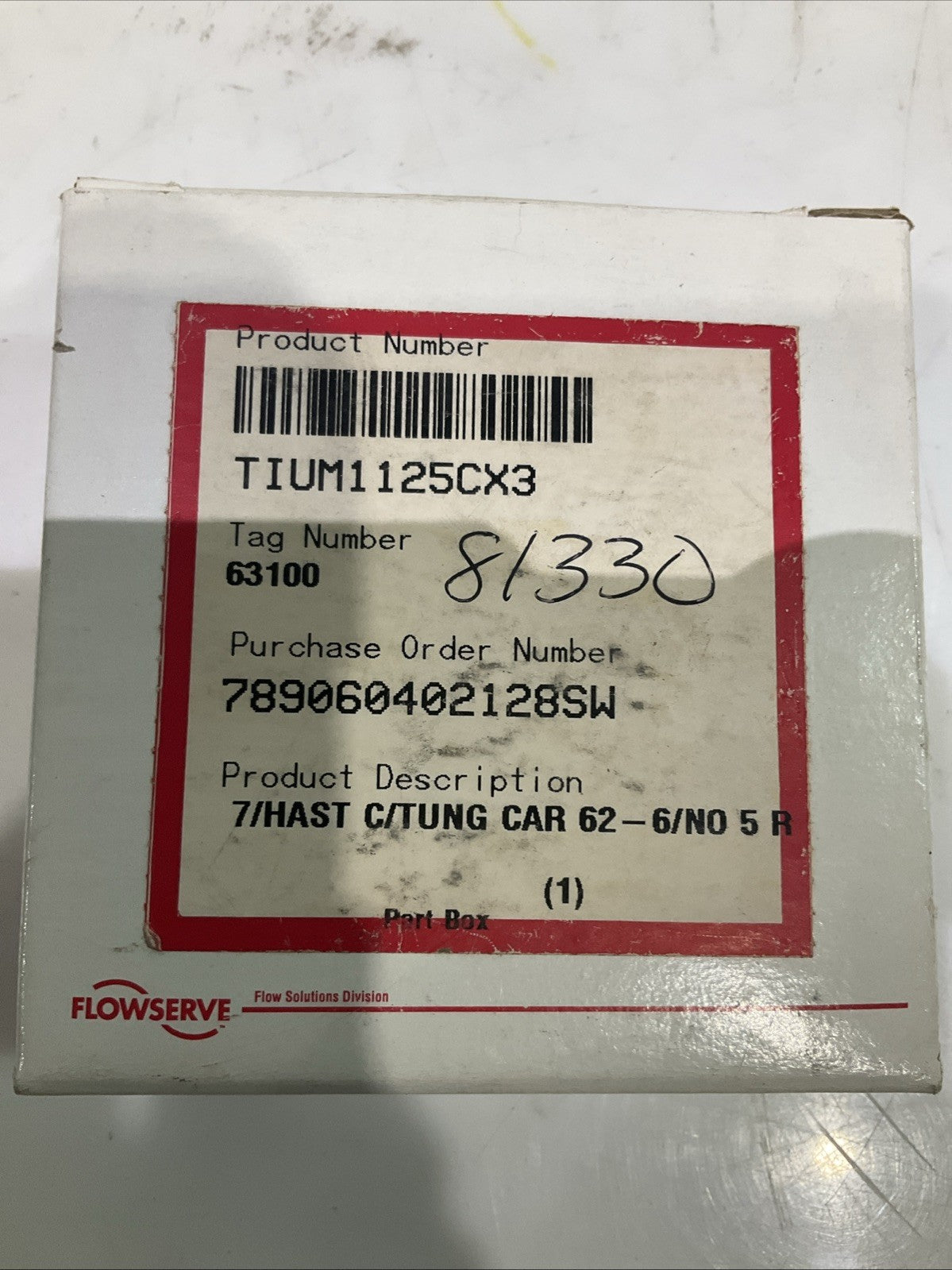 FLOWSERVE  TIUM1125CX3   TUNGSTEN  CARBIDE 7/HAST  C/TUNG CAR 62-/NO  R5T