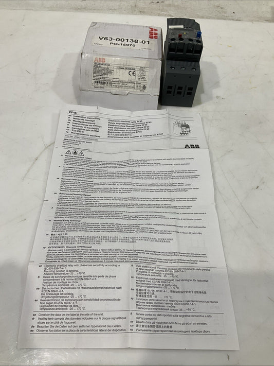 ABB  EF45-45  1SAX221001R1102  ELECTRONIC  RELAY  OVERLOAD  Q9W