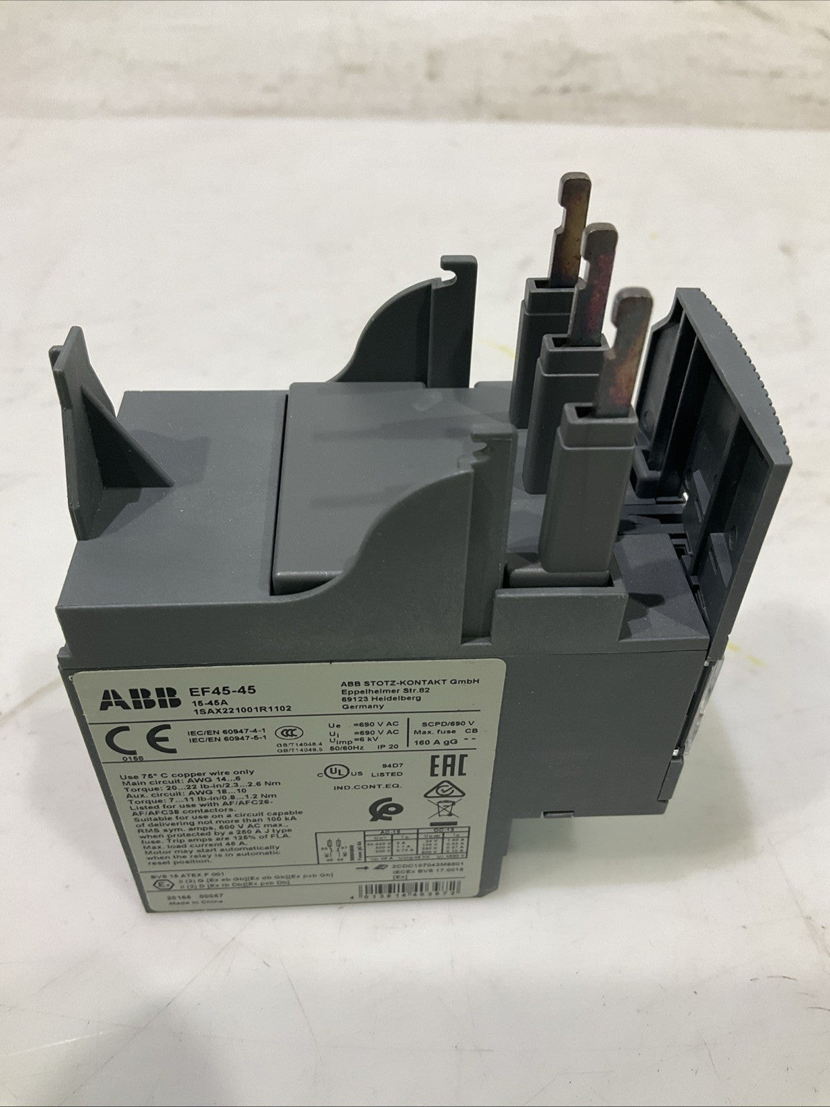 ABB  EF45-45  1SAX221001R1102  ELECTRONIC  RELAY  OVERLOAD  Q9W