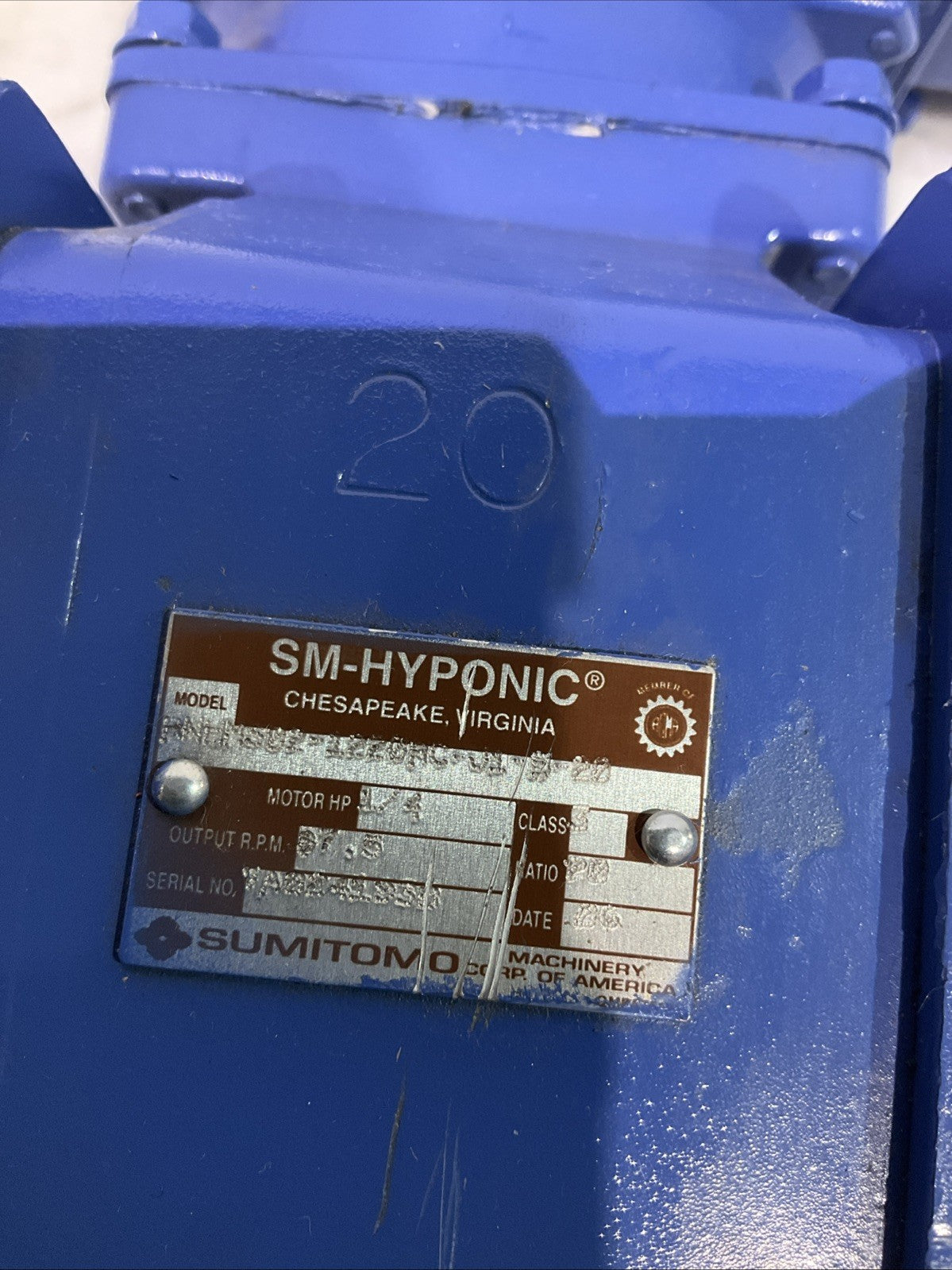 SUMITOMO SM-HYPONIC 1/4HP TC-FXFB-02A  3PH INDUCTION MOTOR  460V 1730RPM  R5T