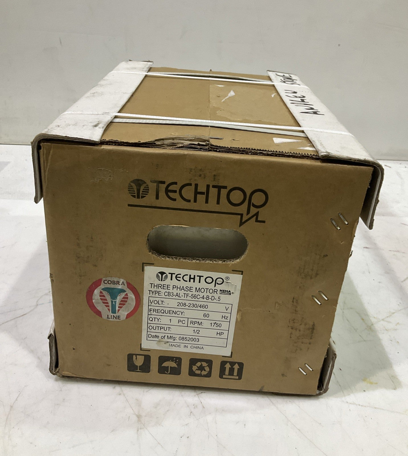 TECHTOP  CB3-AL-TF-56C-4-B-D-.5 THREE PHASE  MOTOR  60HZ RPM 1750 1/2HP R5T