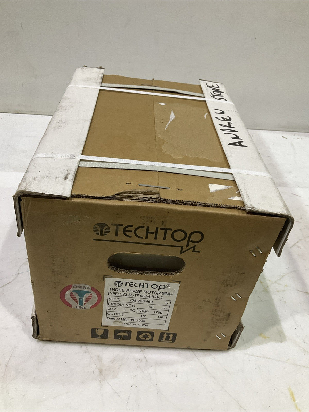 TECHTOP  CB3-AL-TF-56C-4-B-D-.5 THREE PHASE  MOTOR  60HZ RPM 1750 1/2HP R5T
