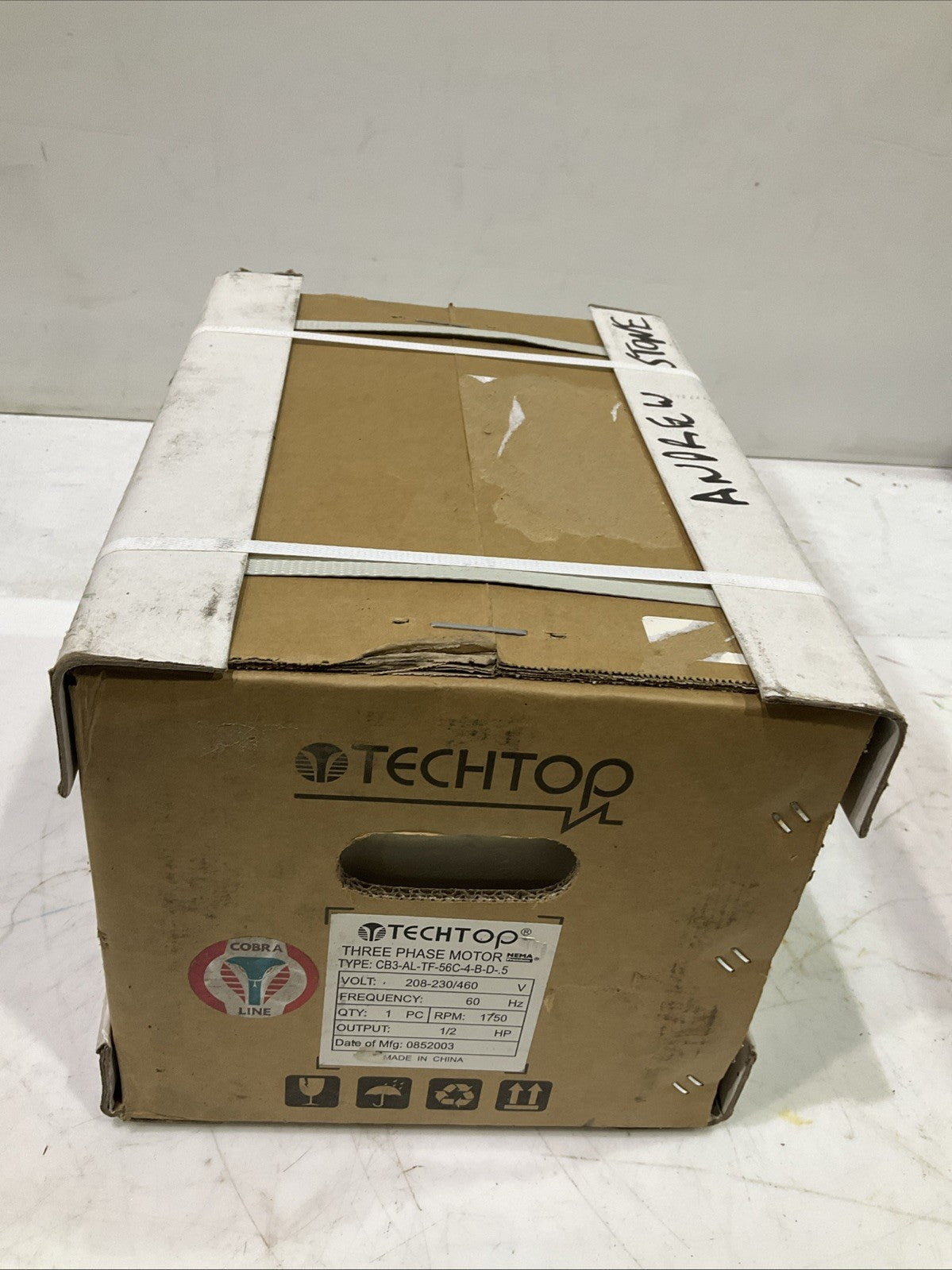 TECHTOP  CB3-AL-TF-56C-4-B-D-.5 THREE PHASE  MOTOR  60HZ RPM 1750 1/2HP R5T