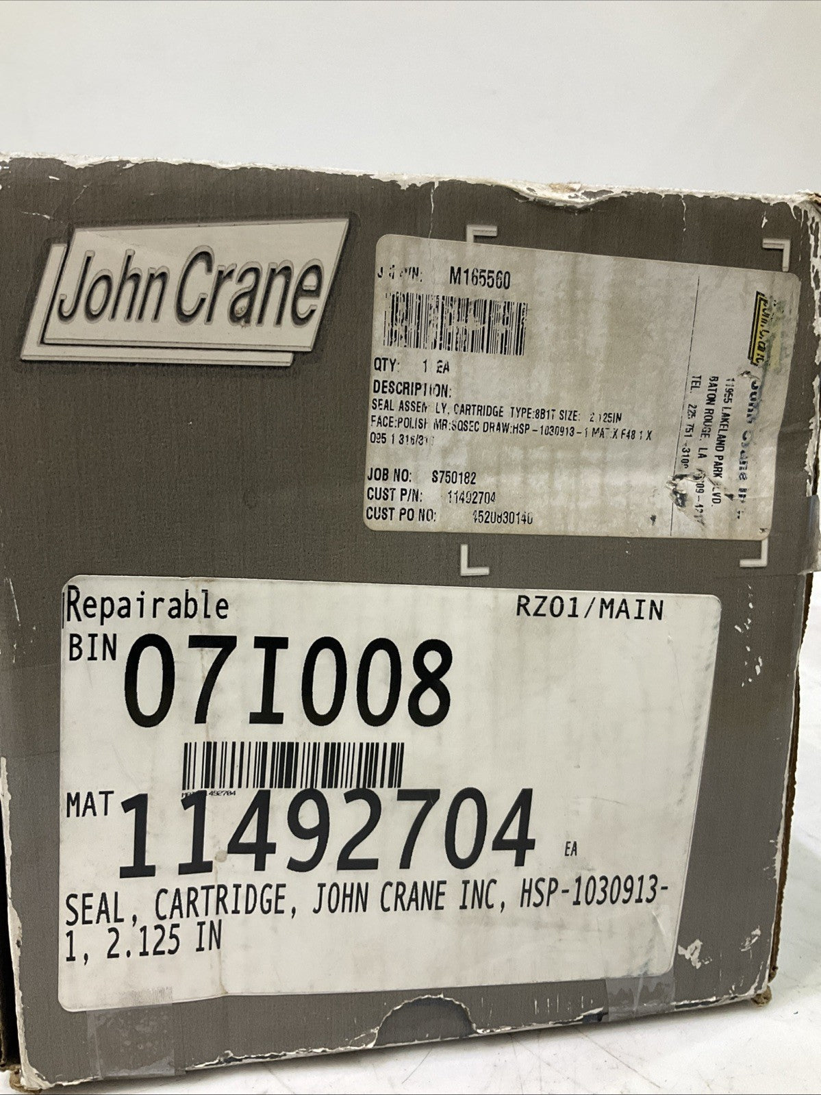 JOHN CRANE  M1655600 11492704 SEAL  CARTRIDGE  TYPE 8B17  2.25IN  R5T