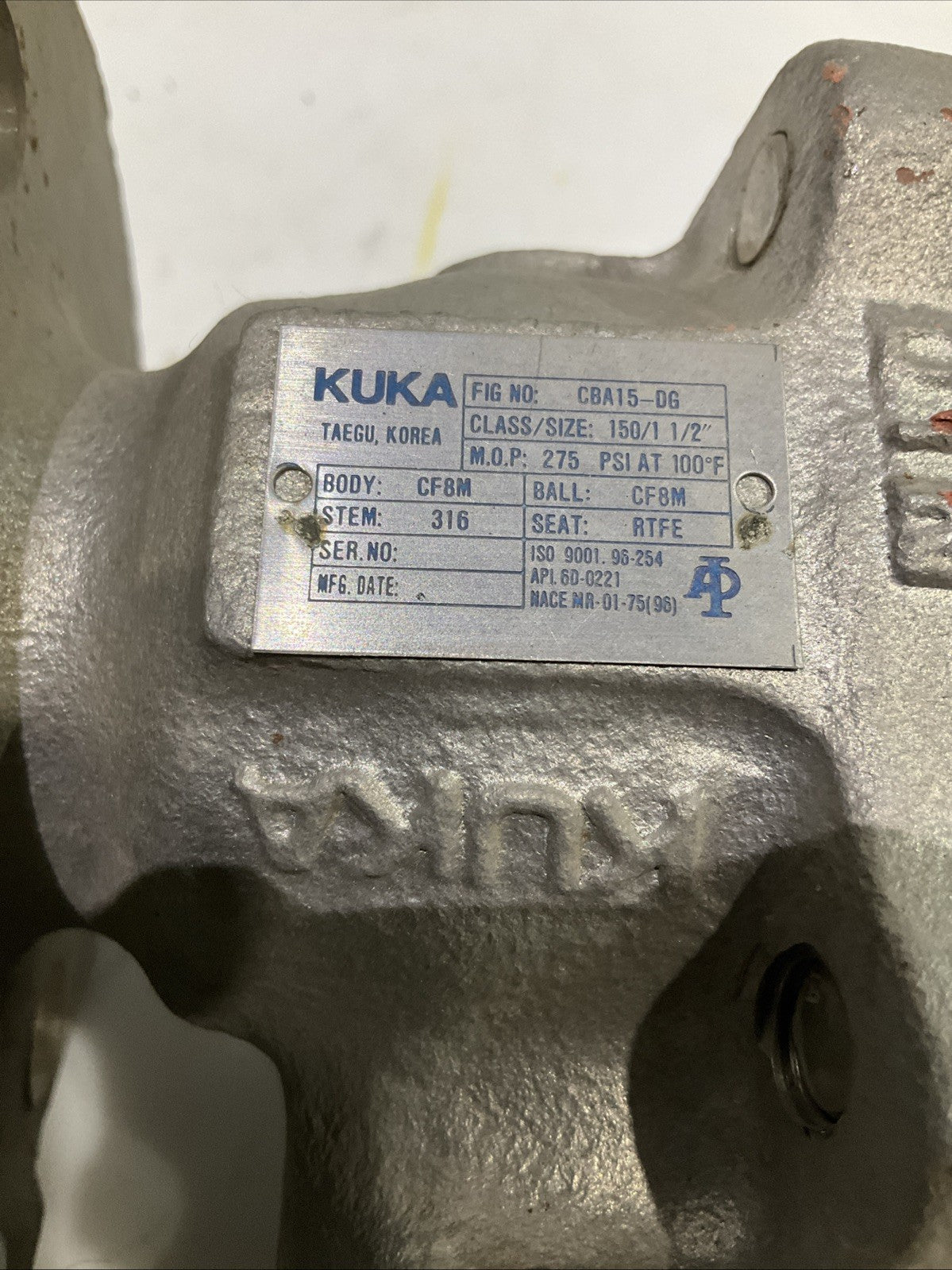 KUKA  CBA15-06  150 1-1 /2" CF8M  STAINLESS GATE VALVE  V2M