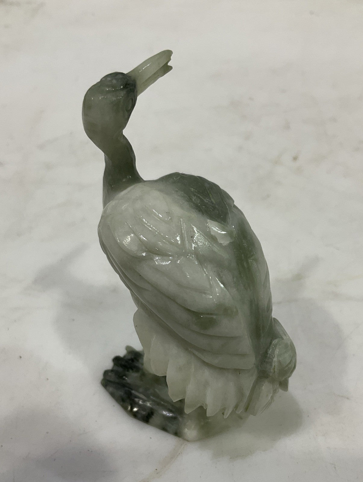 UNBRANDED 1009801 HAND-CARVED STONE BIRDS FIGURED CRANES CARVED WOODEN STAND Q9W