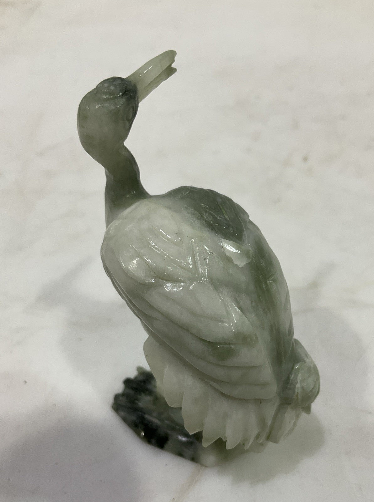 UNBRANDED 1009801 HAND-CARVED STONE BIRDS FIGURED CRANES CARVED WOODEN STAND Q9W