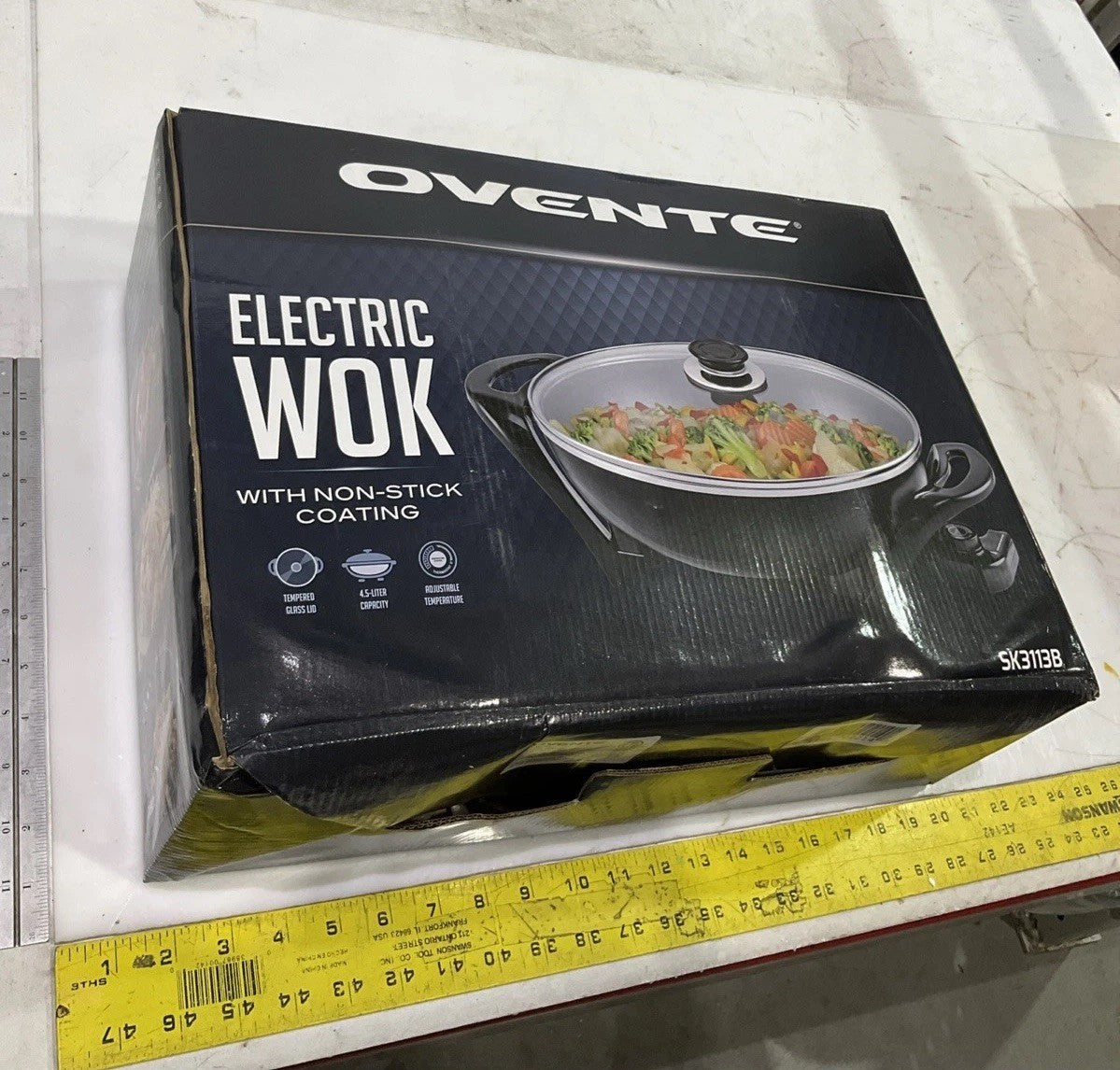 OVENTE  SK3113B  4.5-LITER  ELECTRIC  WORK  WITH NON-STICK  COATING SKILLET  Q9W