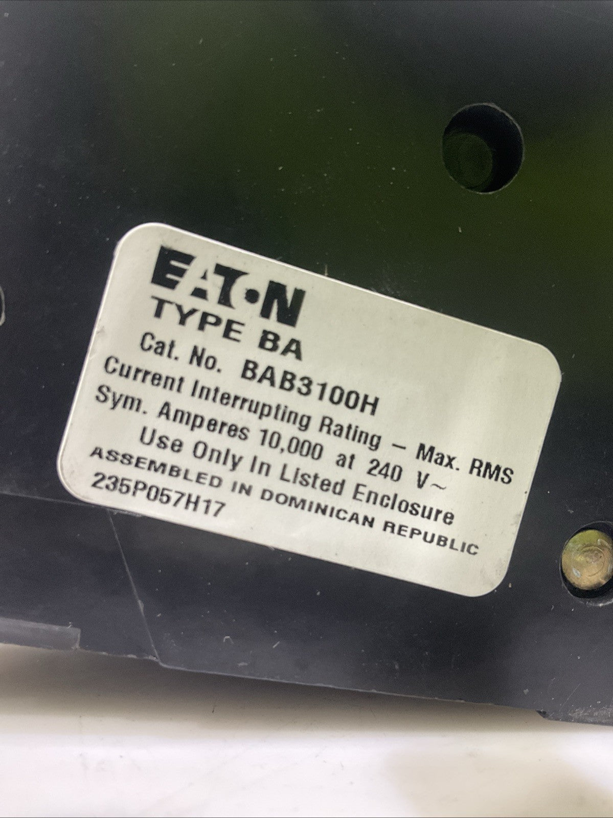 EATON  BAB3100H  100AMP   3POLE  CIRCUIT  BREAKER   H5P