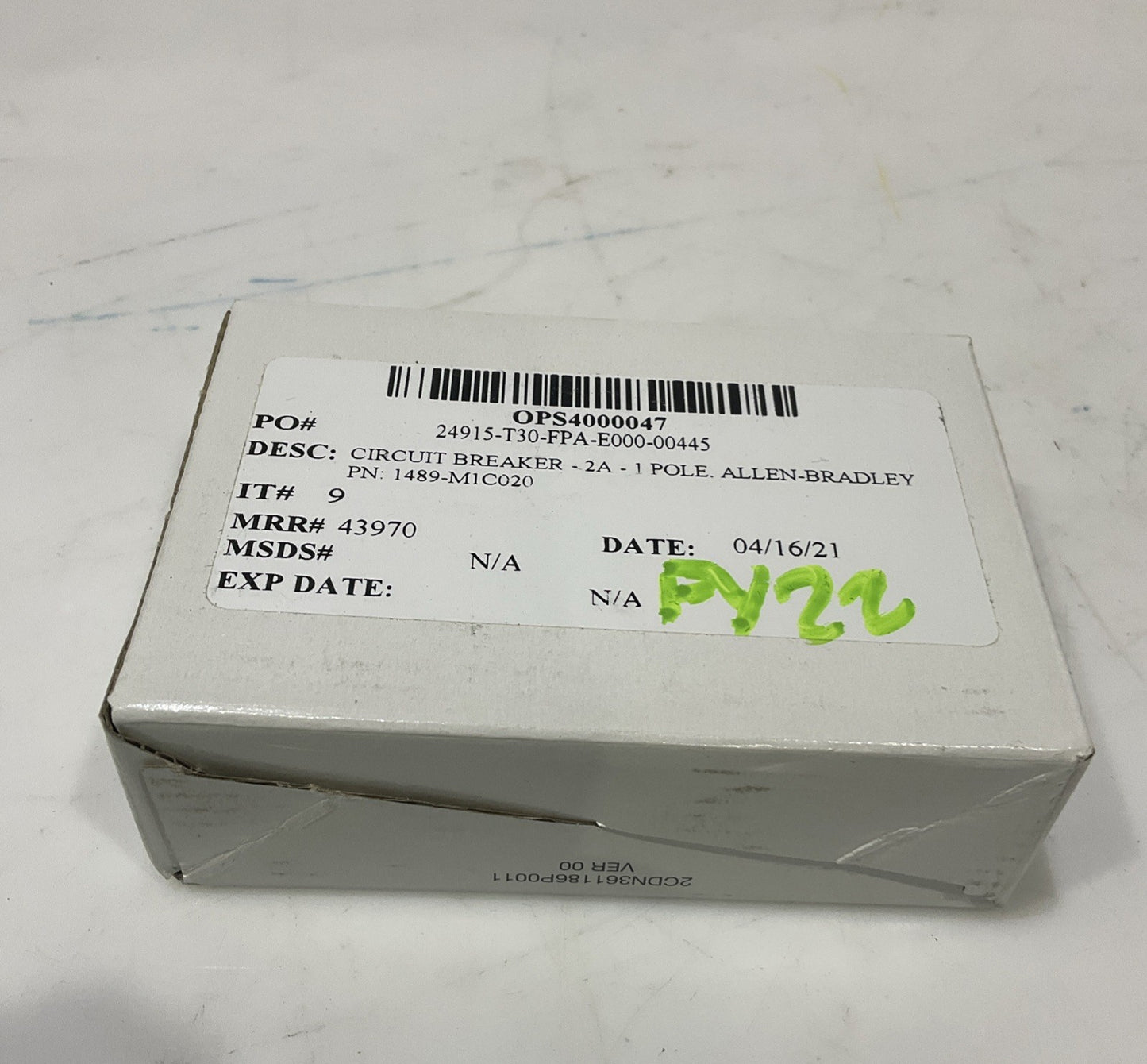 A-B  ALLEN BRADLEY   1489-M1C020   2AMP 1POLE  MINIATURE  CIRCUIT BREAKER  H5P