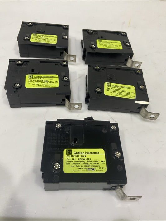 EATON CUTLER-HAMMER QBHW1020 22RMS 20A CIRCUIT BREAKER QUICKLAG  LOT OF 5 H5P