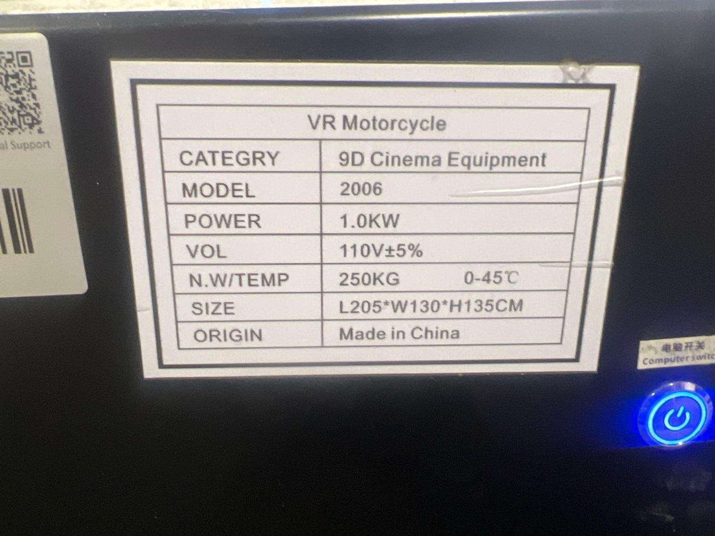 VIRTUAL REALITY VRMOTO MOTORCYCLE SIMULATOR WITH BILL ACCEPTOR