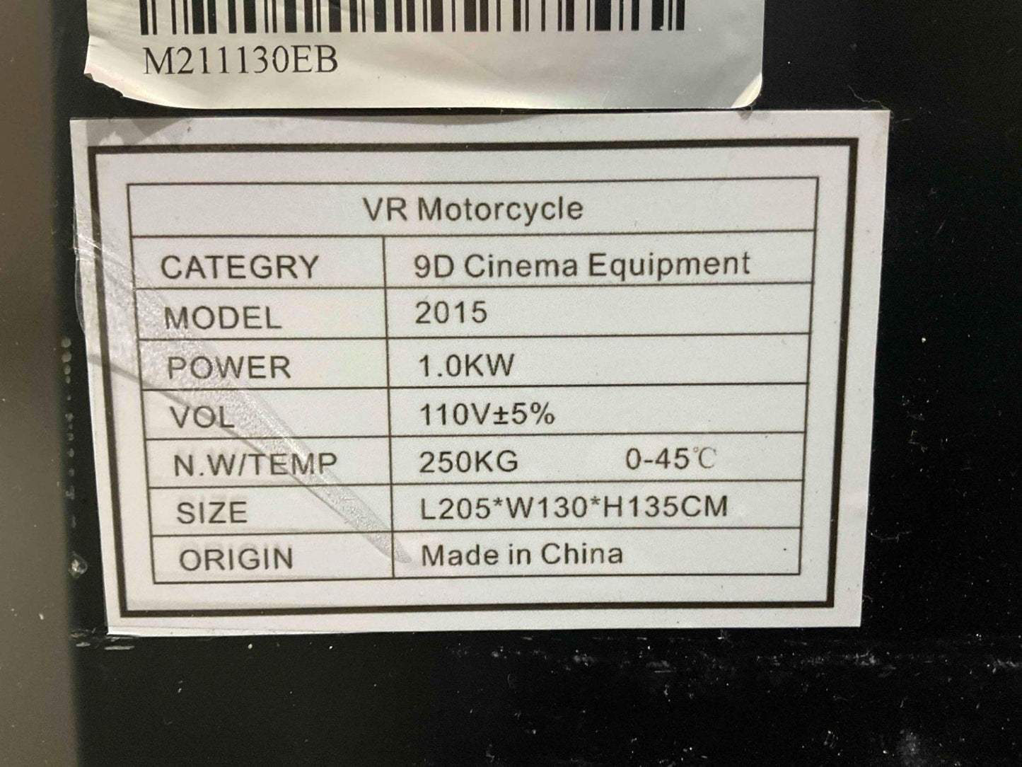 VIRTUAL REALITY VRMOTO MOTORCYCLE SIMULATOR WITH BILL ACCEPTOR