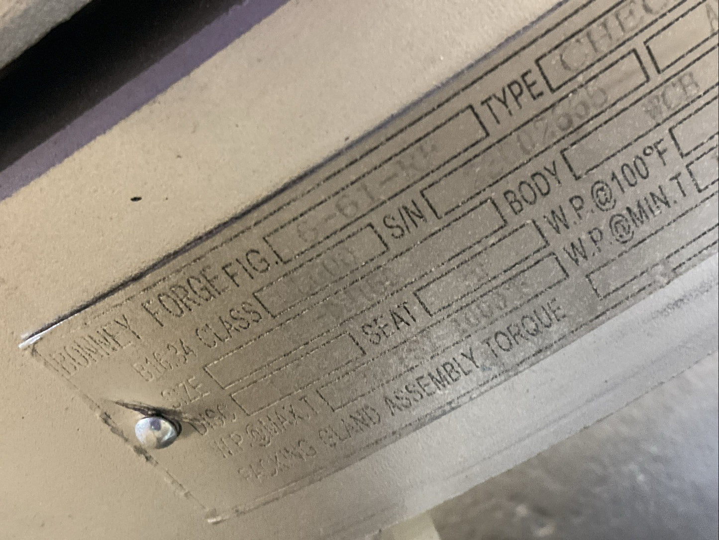 BONNEY FORGE 6" 600LB GATE CHECK VALVE WCB