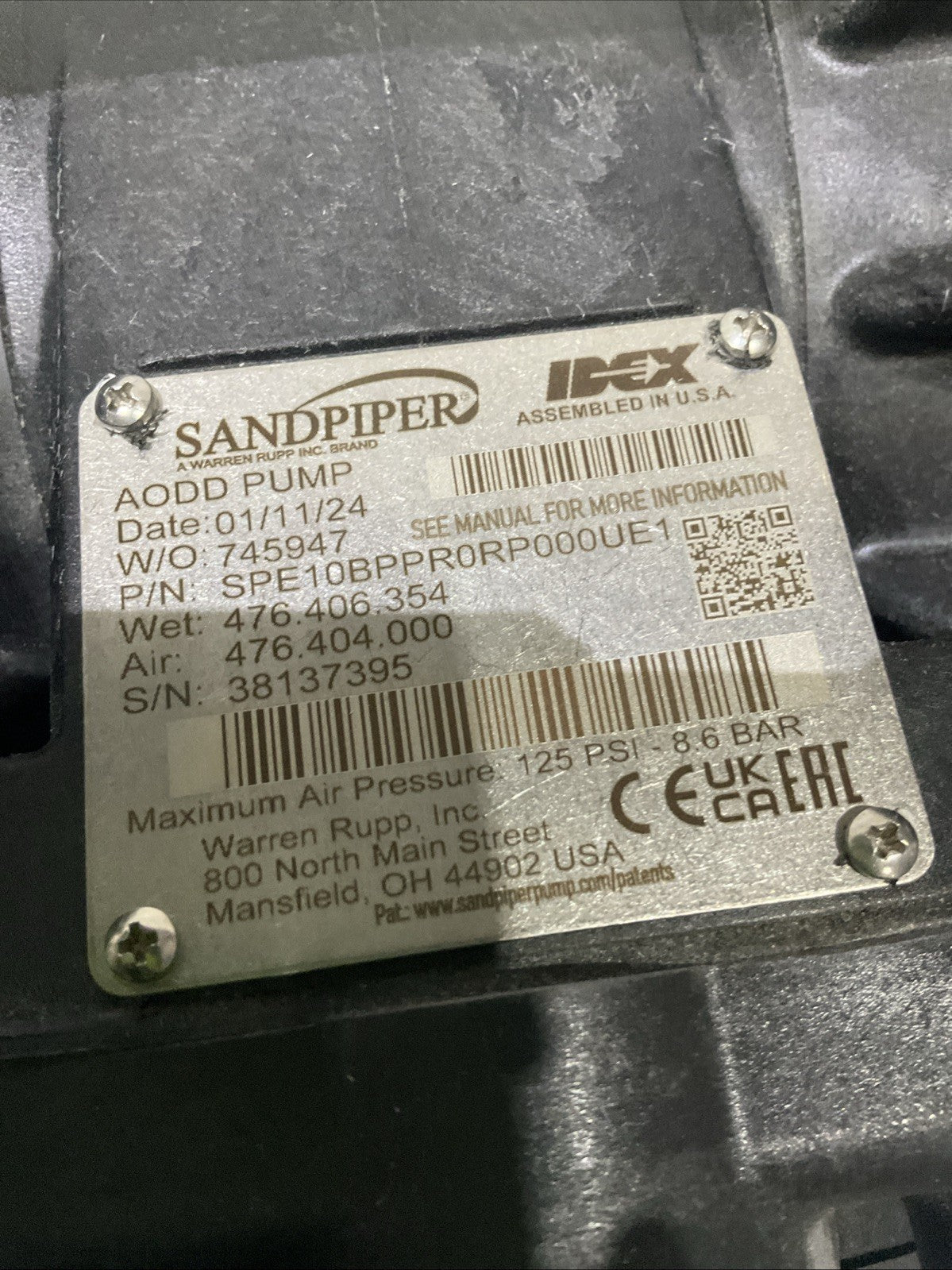 SANDPIPER   SPE10BPPR0RP000UE1  POLYPROPYLENE EVOLUTION  SANTOPRENE DIAGRAMS H3C
