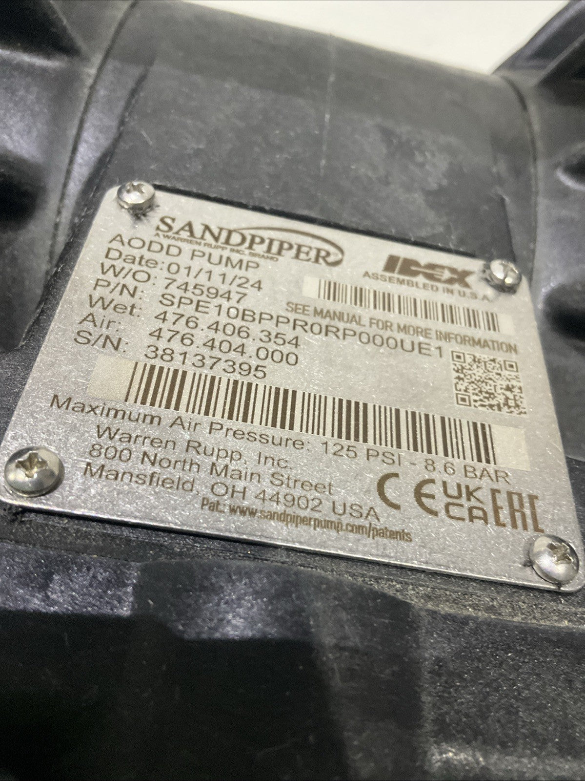 SANDPIPER   SPE10BPPR0RP000UE1  POLYPROPYLENE EVOLUTION  SANTOPRENE DIAGRAMS H3C