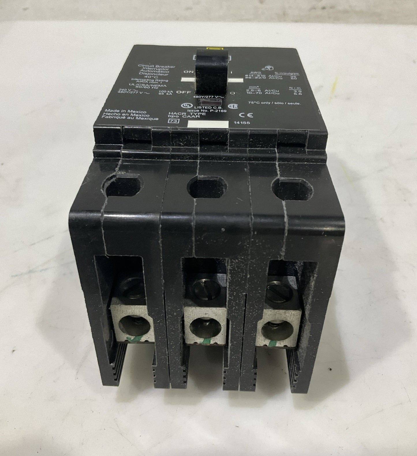 SQUARED-D   EJB34100  100A 3POLE  CIRCUIT BREAKER  480/ 277V  50/60HZ  H5P
