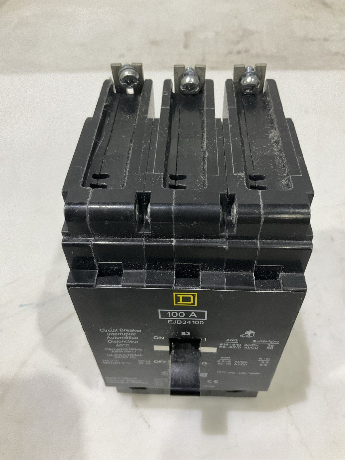 SQUARED-D   EJB34100  100A 3POLE  CIRCUIT BREAKER  480/ 277V  50/60HZ  H5P