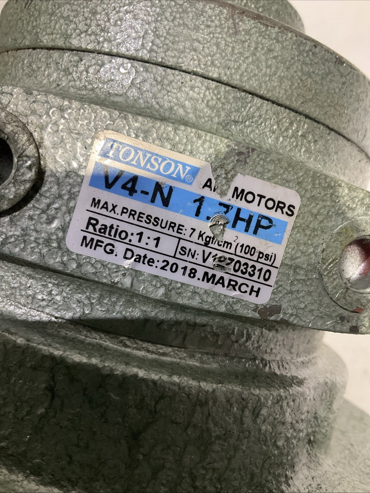 TONSON  V4-N 1.7 HP   1.1RATIO   AIR  MOTOR  WITH NEPTUNE  HOUSING  100PSI   H3C
