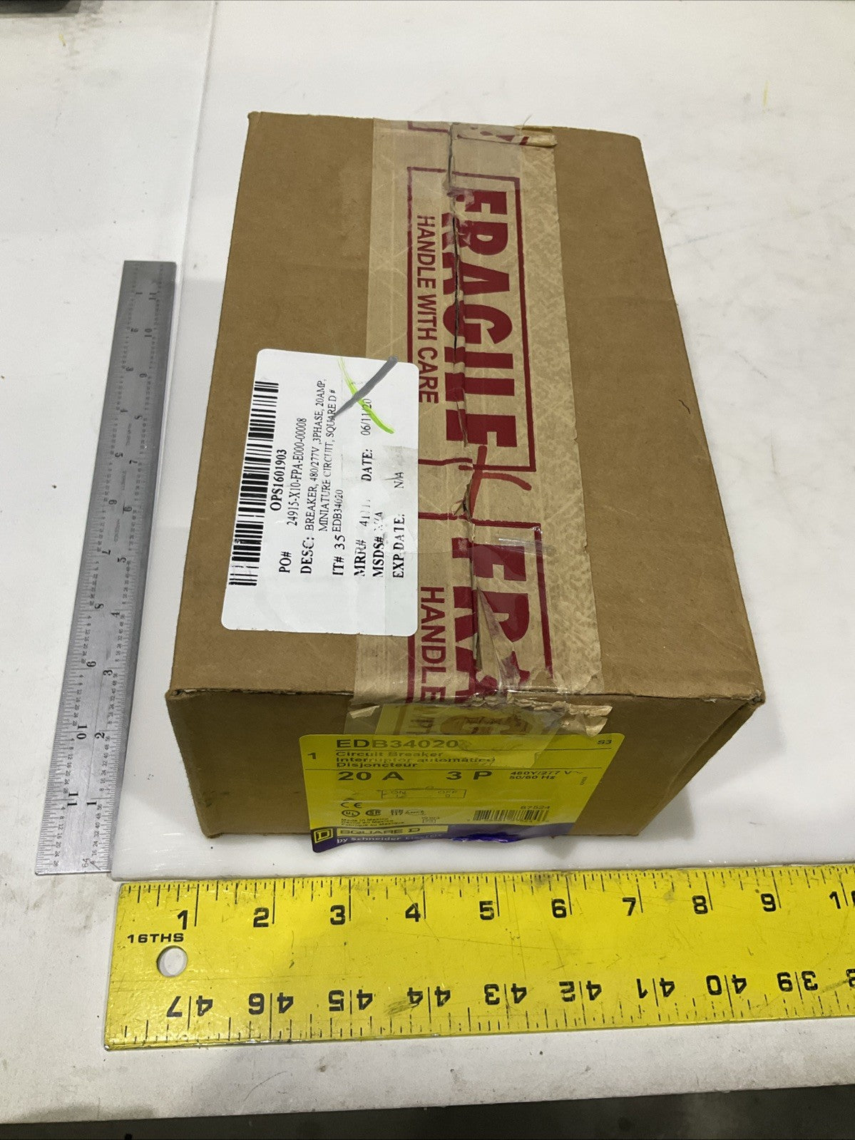 SQUARED D   EDB34020  20A  3POLE  CIRCUIT BREAKER  480Y/ 277V 50/60HZ   H5P