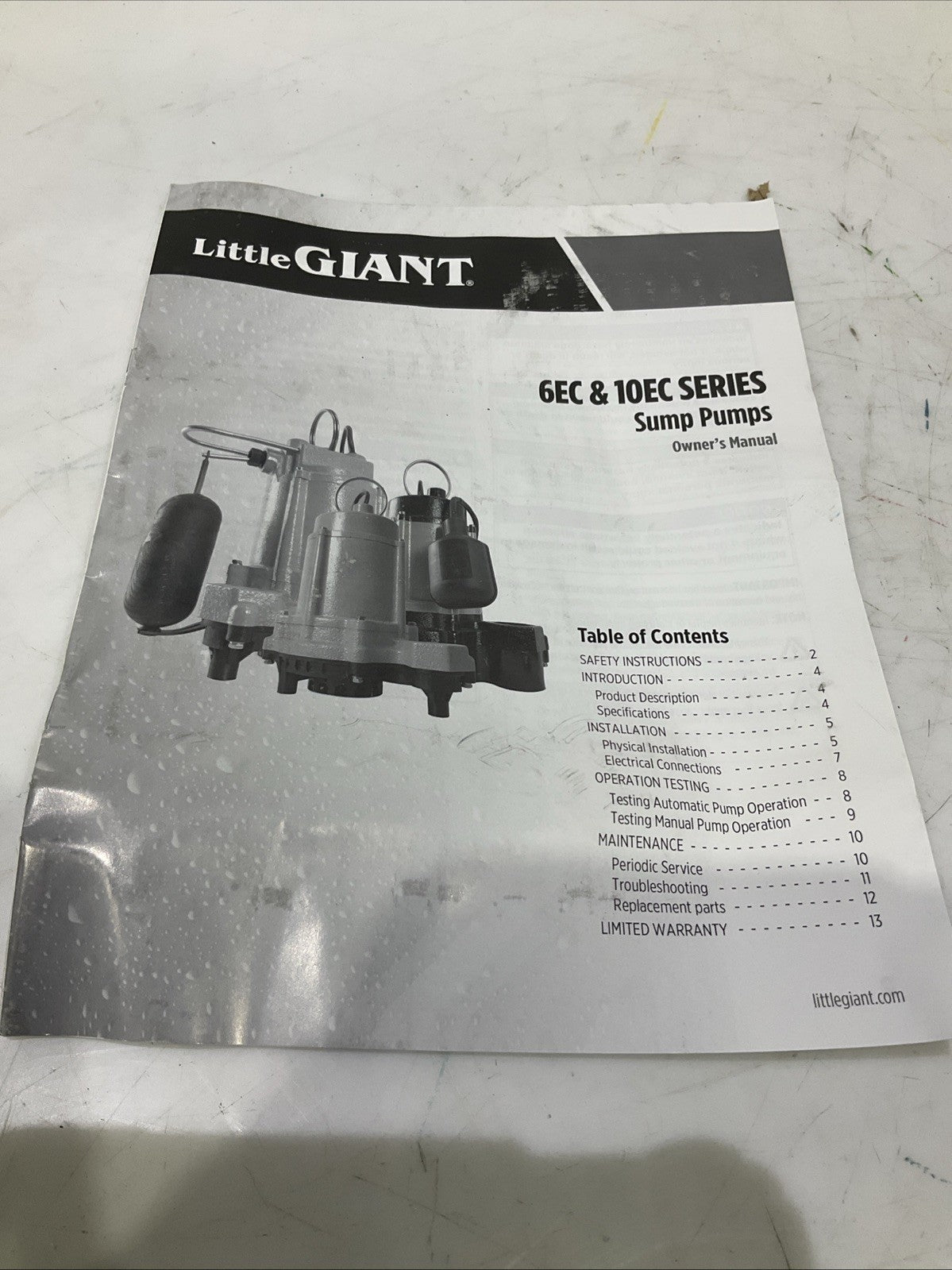 LITTLE GIANT  6EC -CIA-SFS  SUMP  EFFLUENT PUMP   1/3HP   H3C