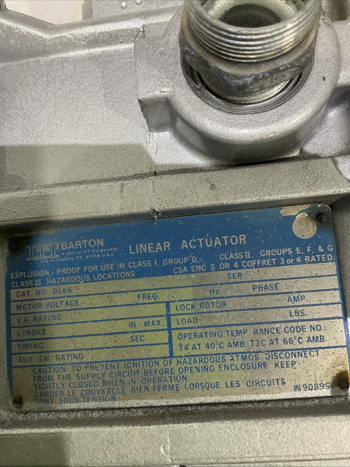 ITT-BARTON   DL66   INDUSTRIAL  LINER  ACTUATOR  H3C